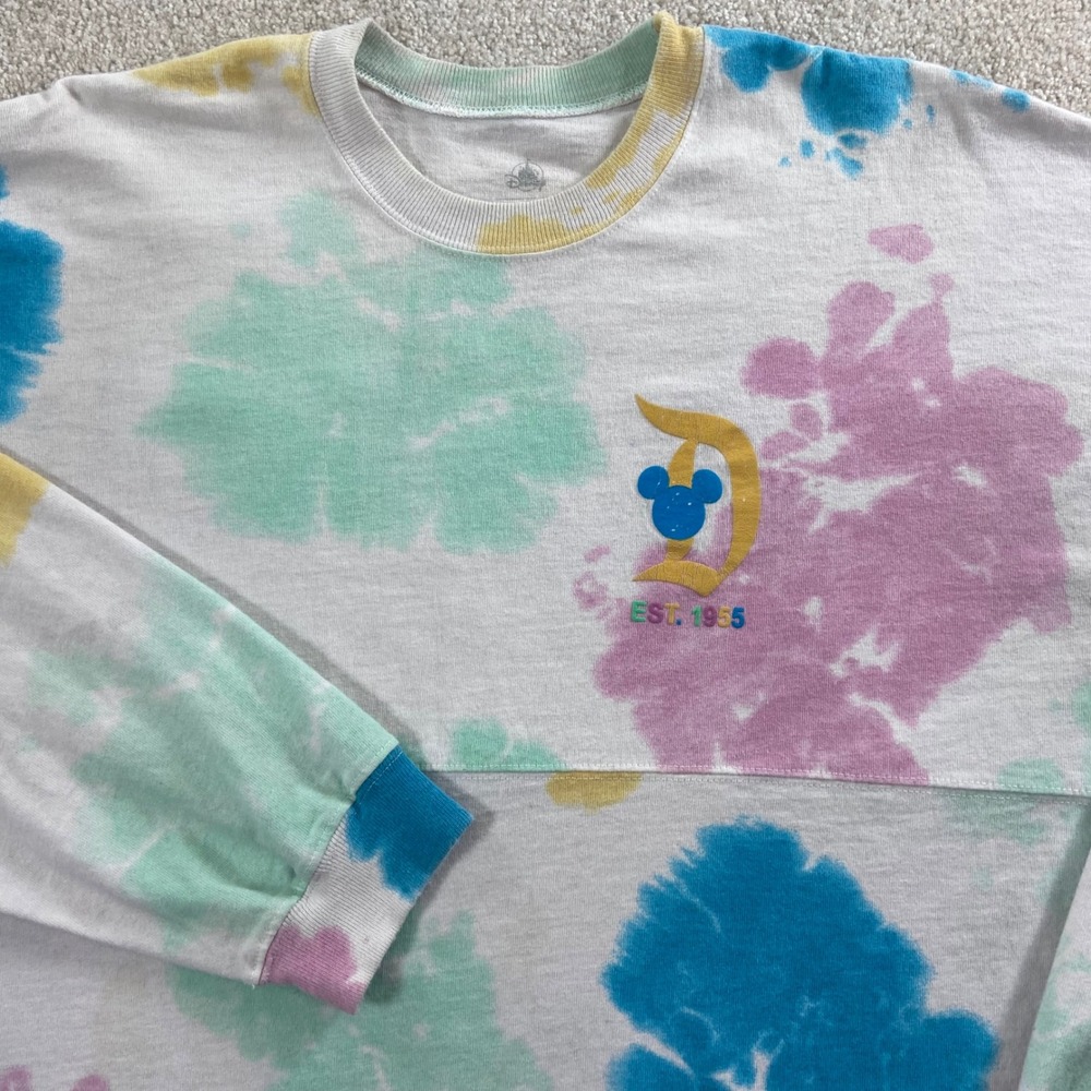 Disney Spirit Jersey XL White Tie Dye Disneyland Resort Long Sleeve Shirt